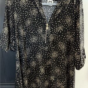 Anne Klein Black and Cream Dot Blouse